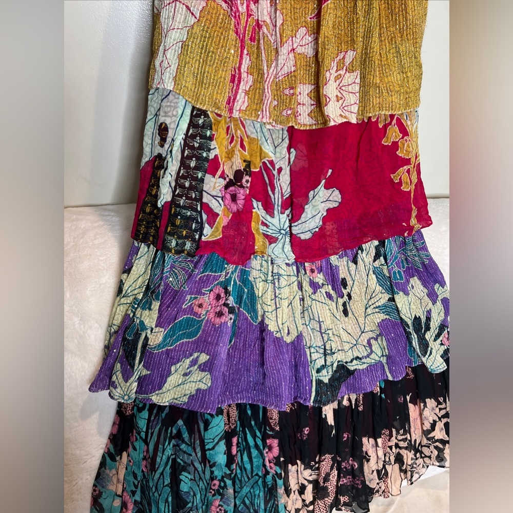 Anthropologie x Bhanuni by Jyoti Tiered Mixed Print Embellished Maxi Dress - Picture 10 of 11